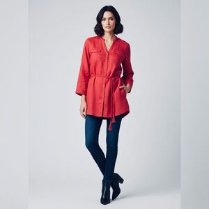 Lady Hathaway Linen Longline Shirt
